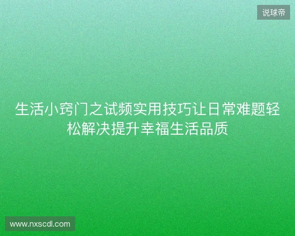 生活小窍门之试频实用技巧让日常难题轻松解决提升幸福生活品质